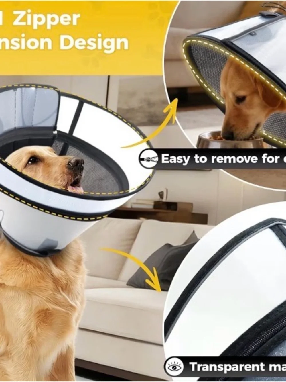 BNWT Reusable White Dog Recovery Cone - Comfortable Protective